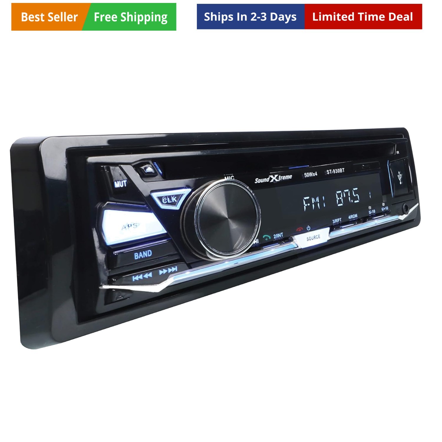SoundXtreme Single-DIN CD Car Stereo Bluetooth, USB SD & Aux Input CD / MP3 C…