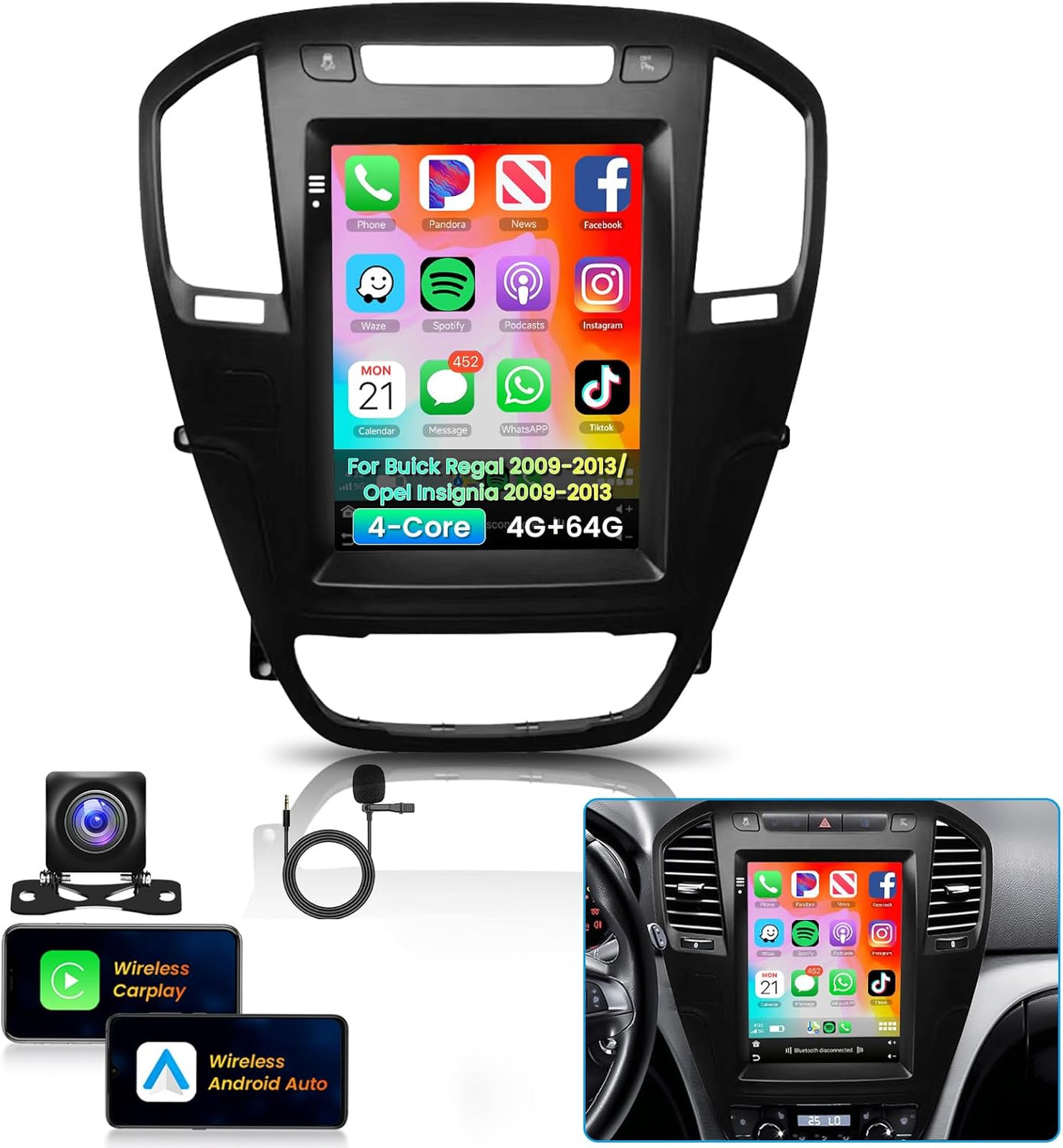 4+64GB Car Stereo for Buick Regal Opel Insignia 2009-2013 Android Wireless