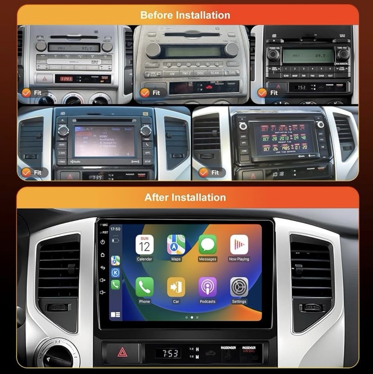 Car Stereo Radio 2005-2011 Toyota Tacoma 9” Touchscreen 4GB+64GB GPS BT