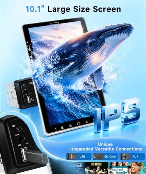 10.1 Inch Single Din Radio with CarPlay Android Auto Bluetooth 5.2 1280×720