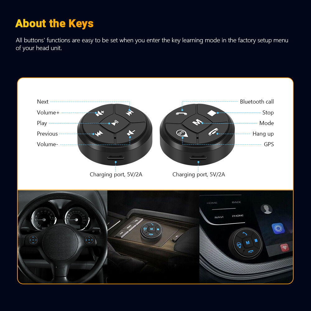 XTRONS Wireless Car Steering Wheel Remote Control Button For Car Stereo DVD GPS