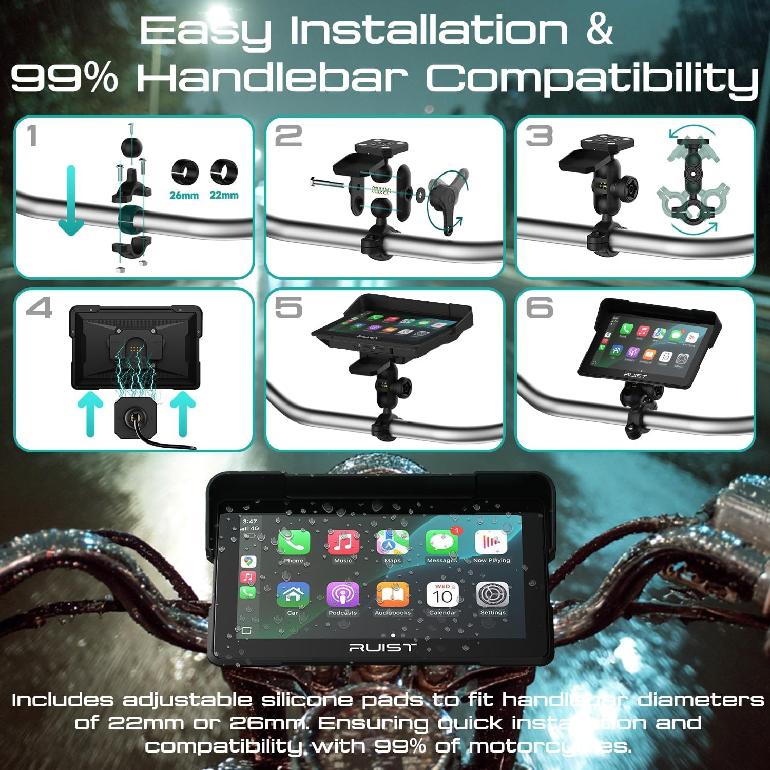 MOX70 Carplay for Motorcycle HD Touchscreen 7.0″, Wireless Apple Carplay & Andro