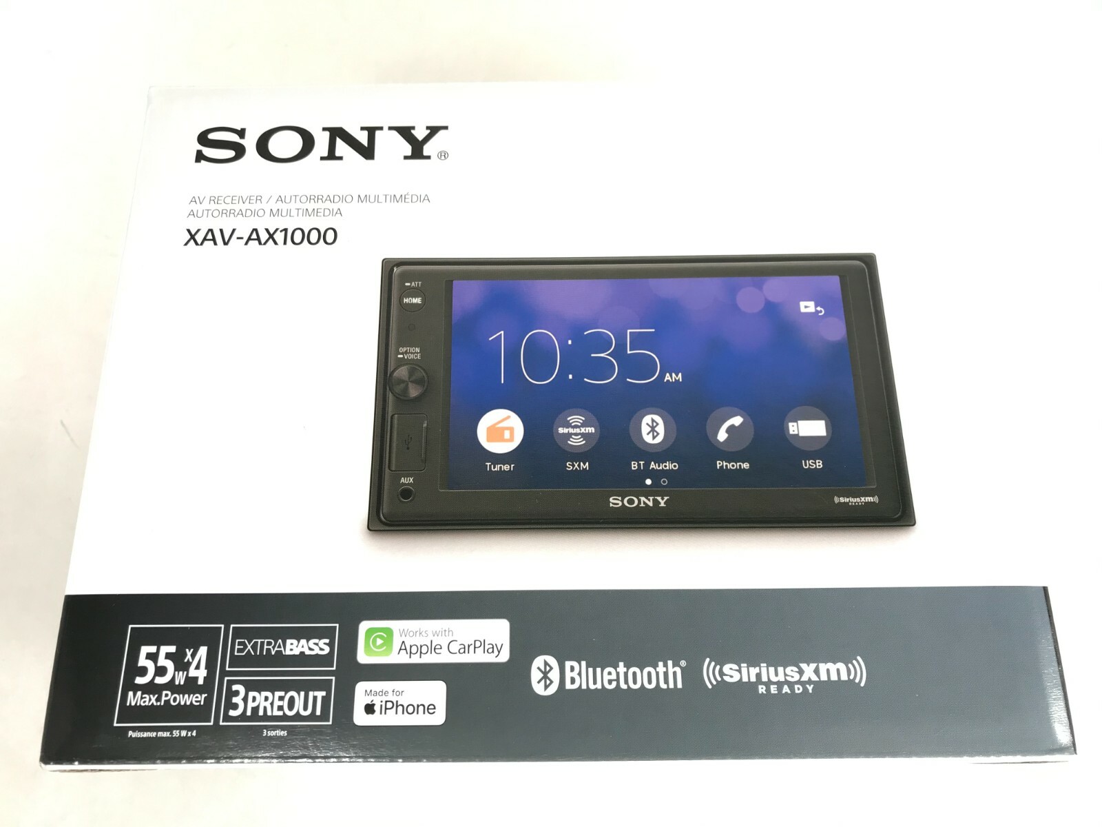 Sony XAV-AX1000 Bluetooth Multimedia Apple CarPlay iPhone AM FM XM USB Aux 6.2″