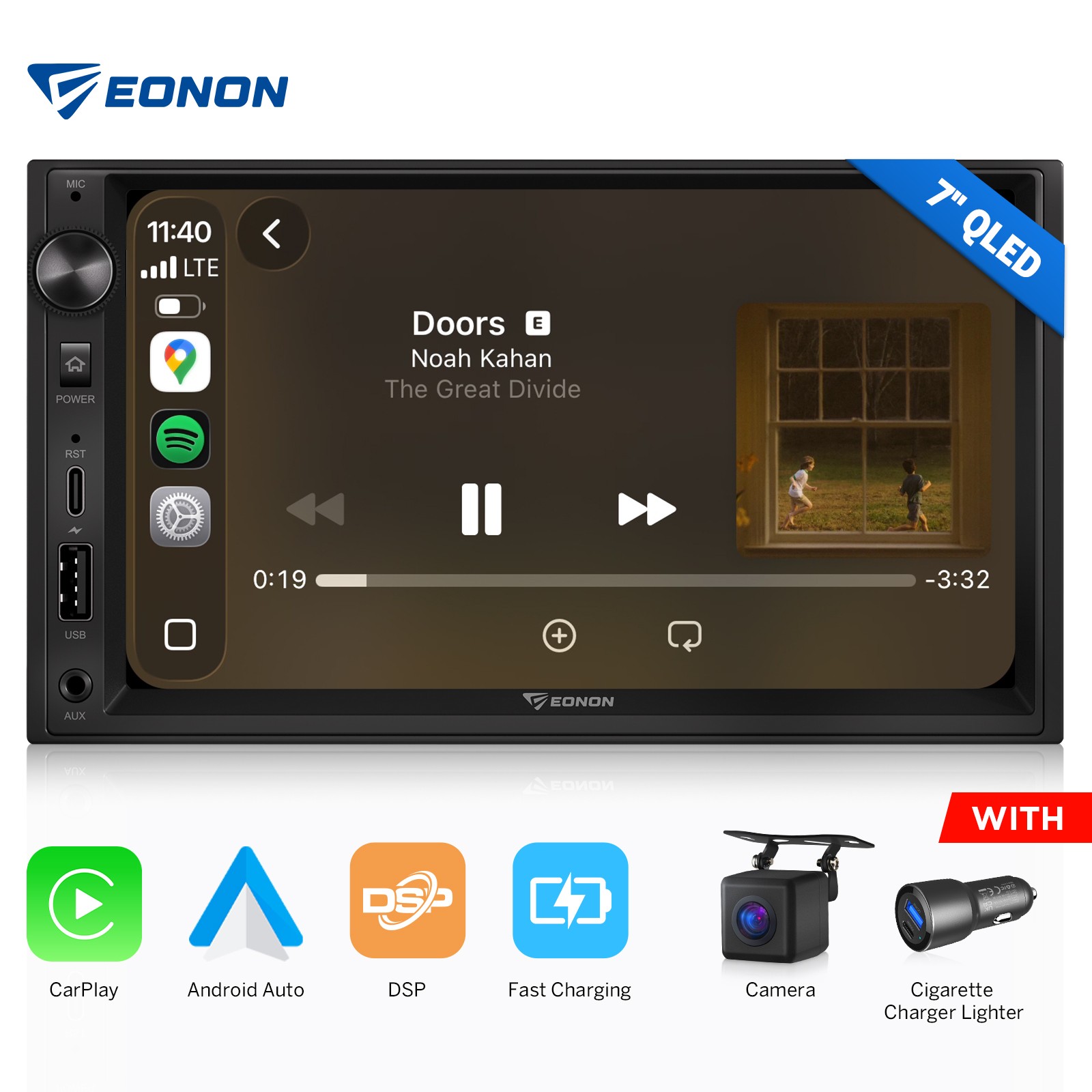 Android Auto 7″ QLED Double 2DIN Car Stereo Head Unit CarPlay GPS Navigation RDS