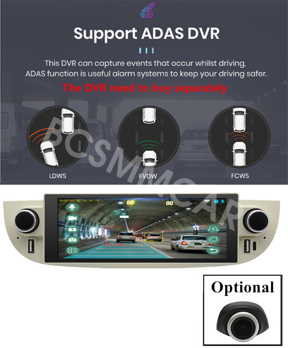 Fit For Fiat 500 2007-2015 For CarPlay/Android Auto Stereo Radio Touch Screen