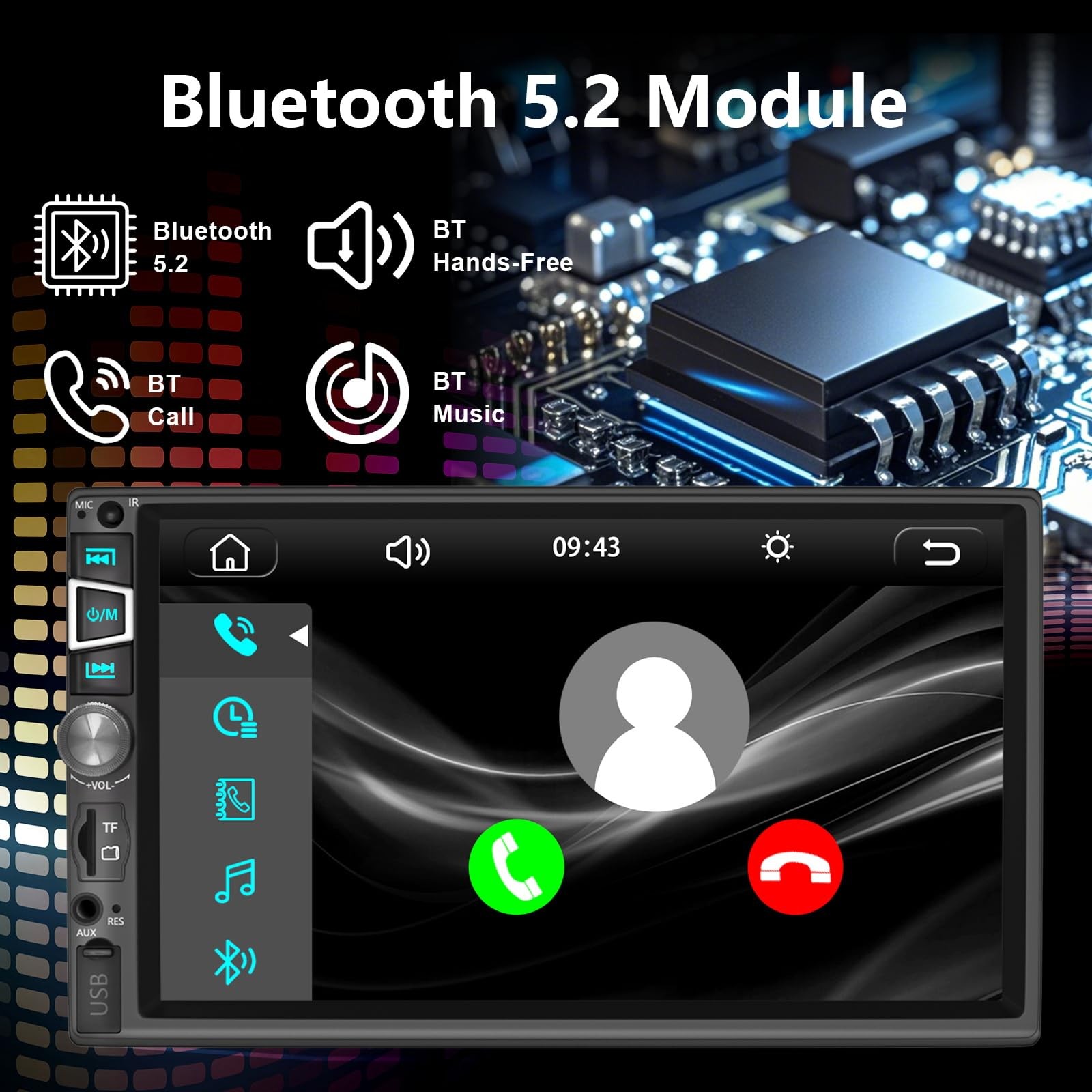 Double Din Car Stereo Compatible with Wireless Carplay&Android Auto&Mirror