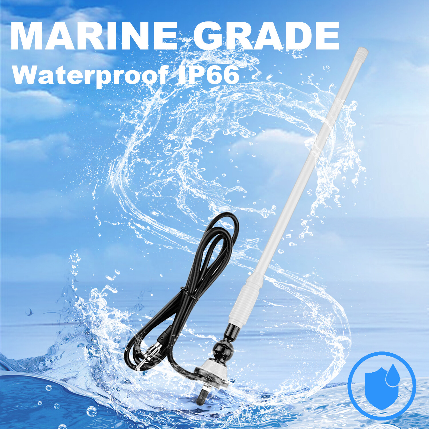 Marine Waterproof Radio Digital Media Audio Package w/ Bluetooth/AUX/USB