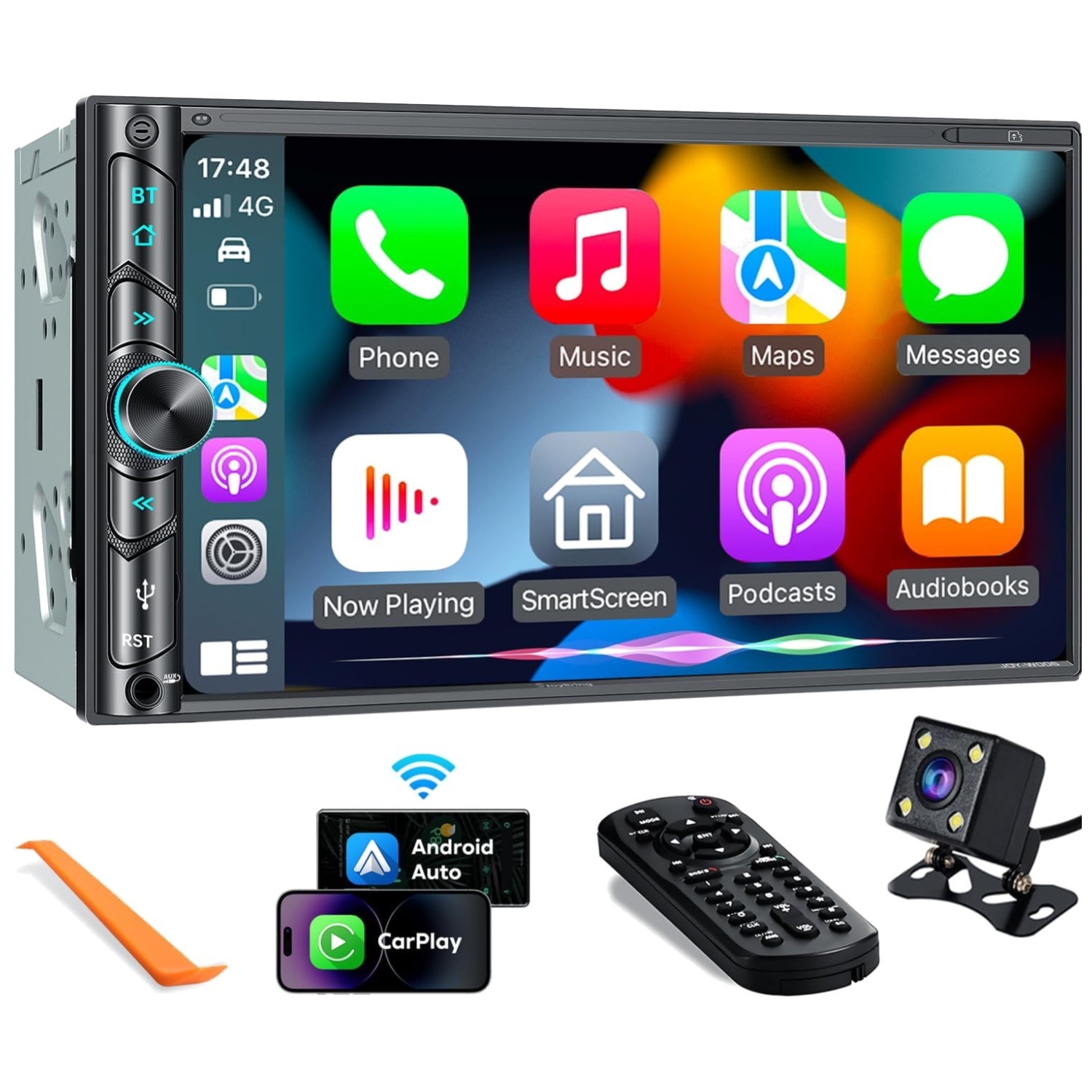 High Power Double Din Car Radio with Bluetooth & Touchscreen