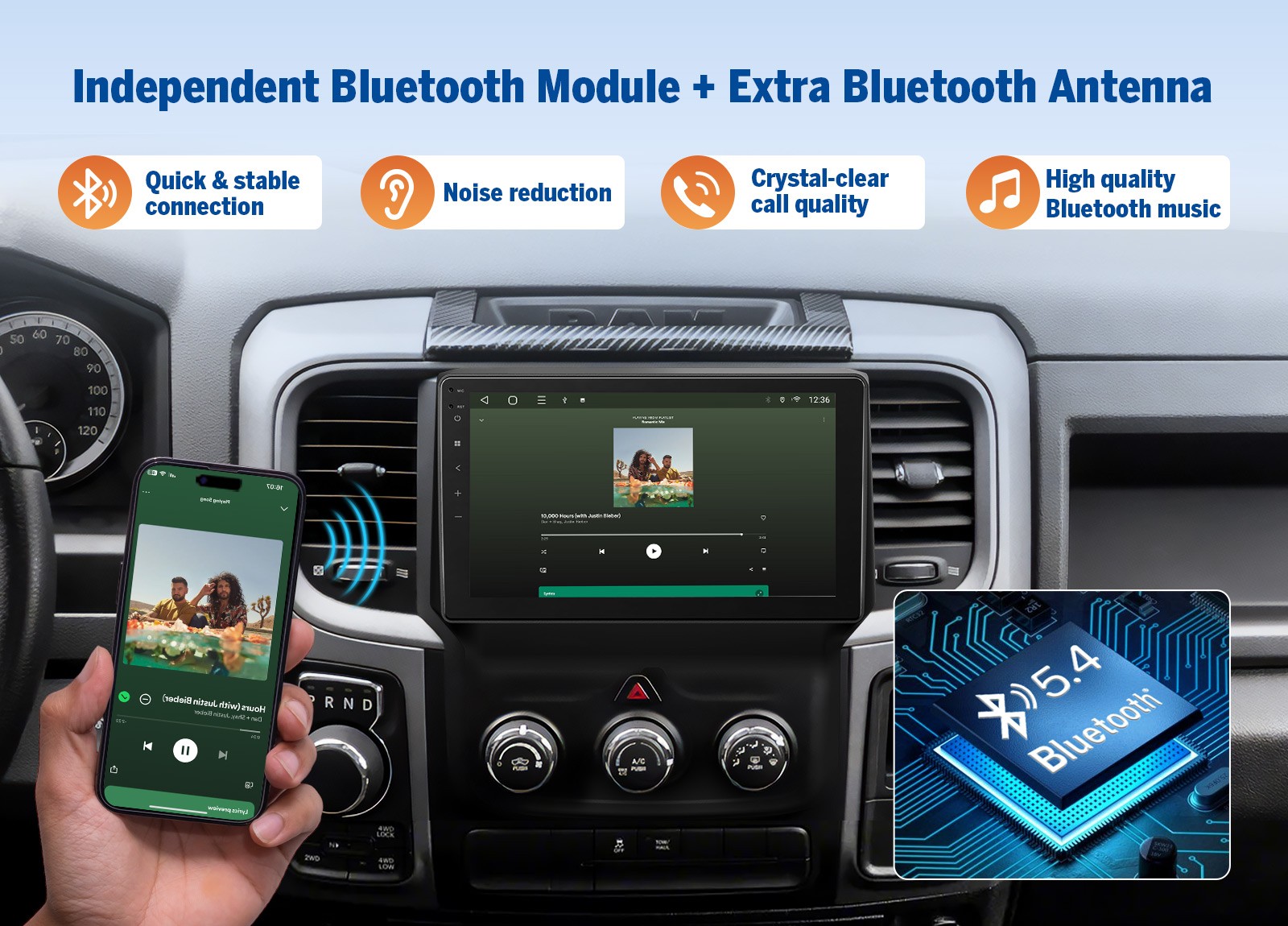 For Dodge RAM 2500 13-18 9″ Android 14 Car Stereo CarPlay Backup Camera In-Dash