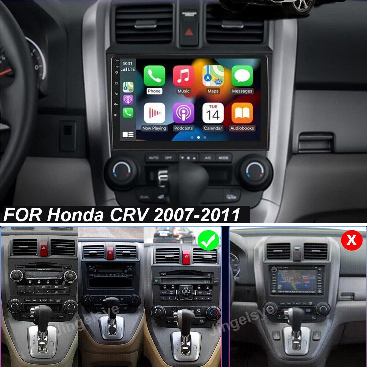 Apple Carplay For Honda CRV 2007-2011 Android 12 Car Stereo Radio GPS Navi + AHD