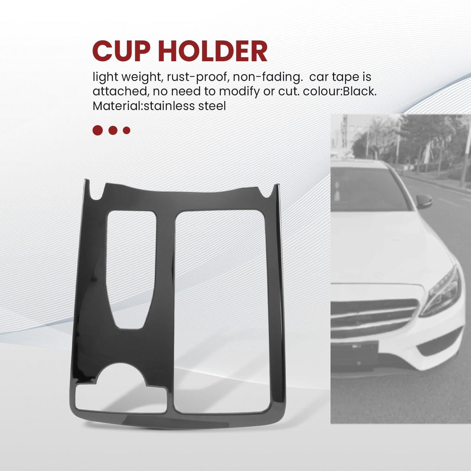 Car Center Console Water Cup Holder Frame Cover Trim Accessories for C1484