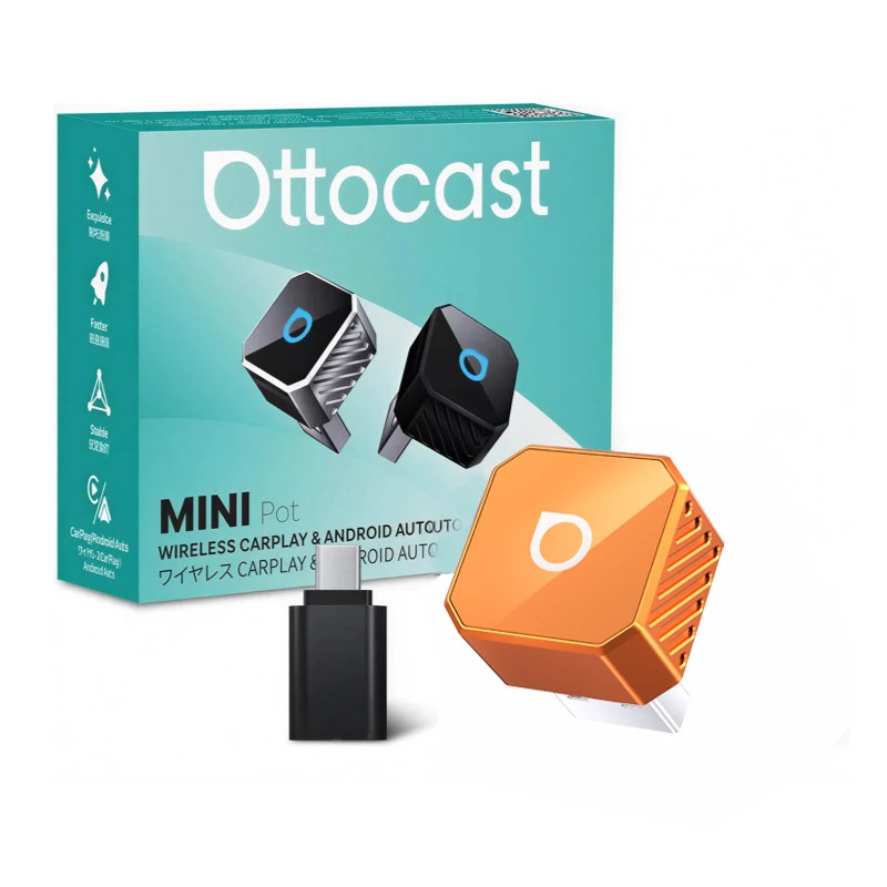 Mini Pro Wireless Carplay & Android Auto Adapter 2-In-1 5Ghz Wifi Dongle Plug &