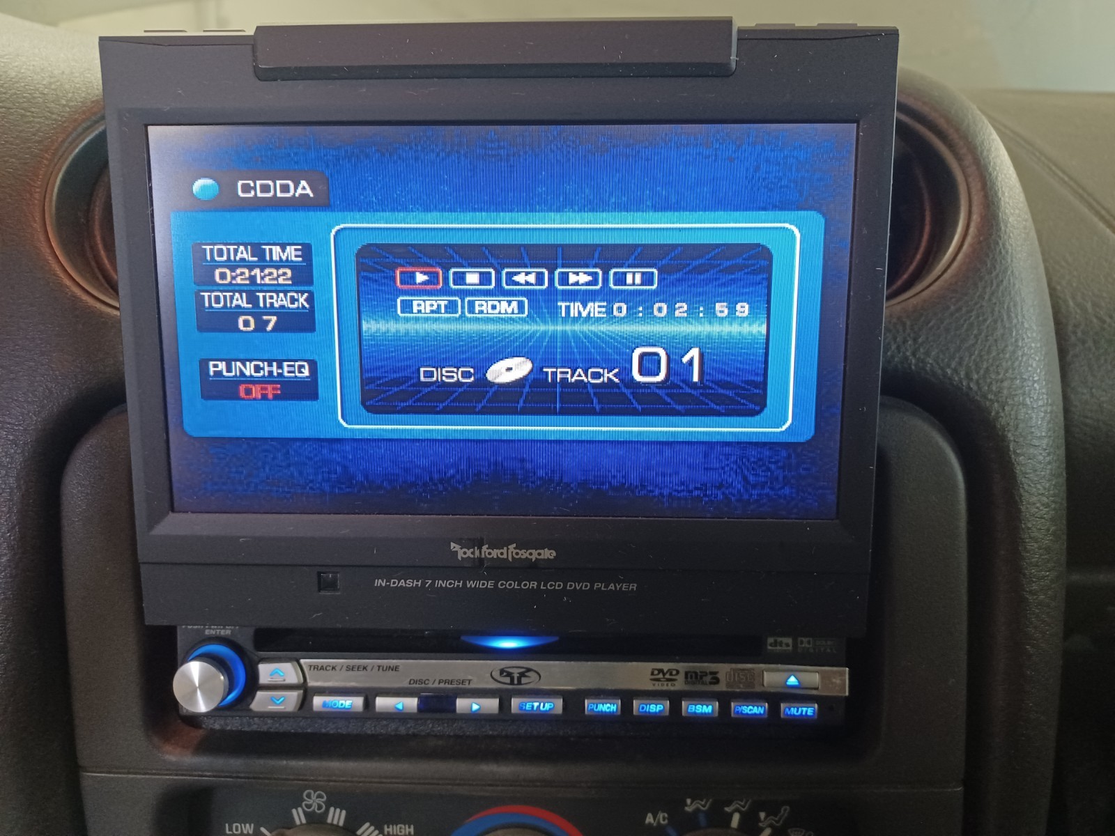 RARE OLD SCHOOL ROCKFORD FOSGATE RAVDVD2 7 INCH LCD CD/DVD PLAYER – W/ NEW STUFF