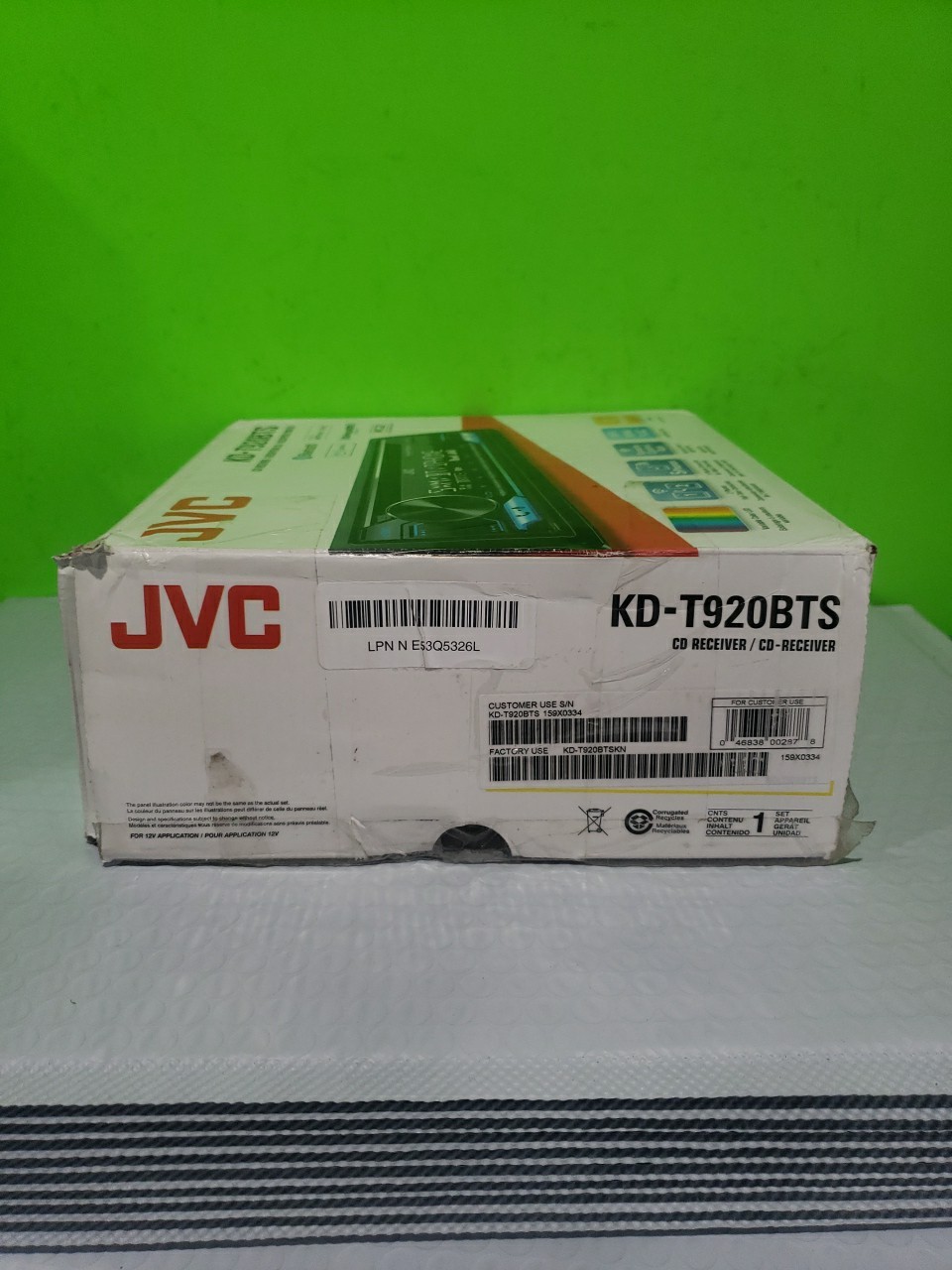 NIB JVC KD-T920BTS 1-DIN, AM/FM/CD Car Audio Receiver w/ Bluetooth USB Open Box