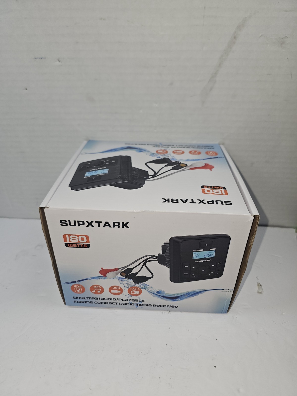 Supxtark Waterproof Boat Bluetooth Receiver AM FM Radio with 2pcs White Speakers