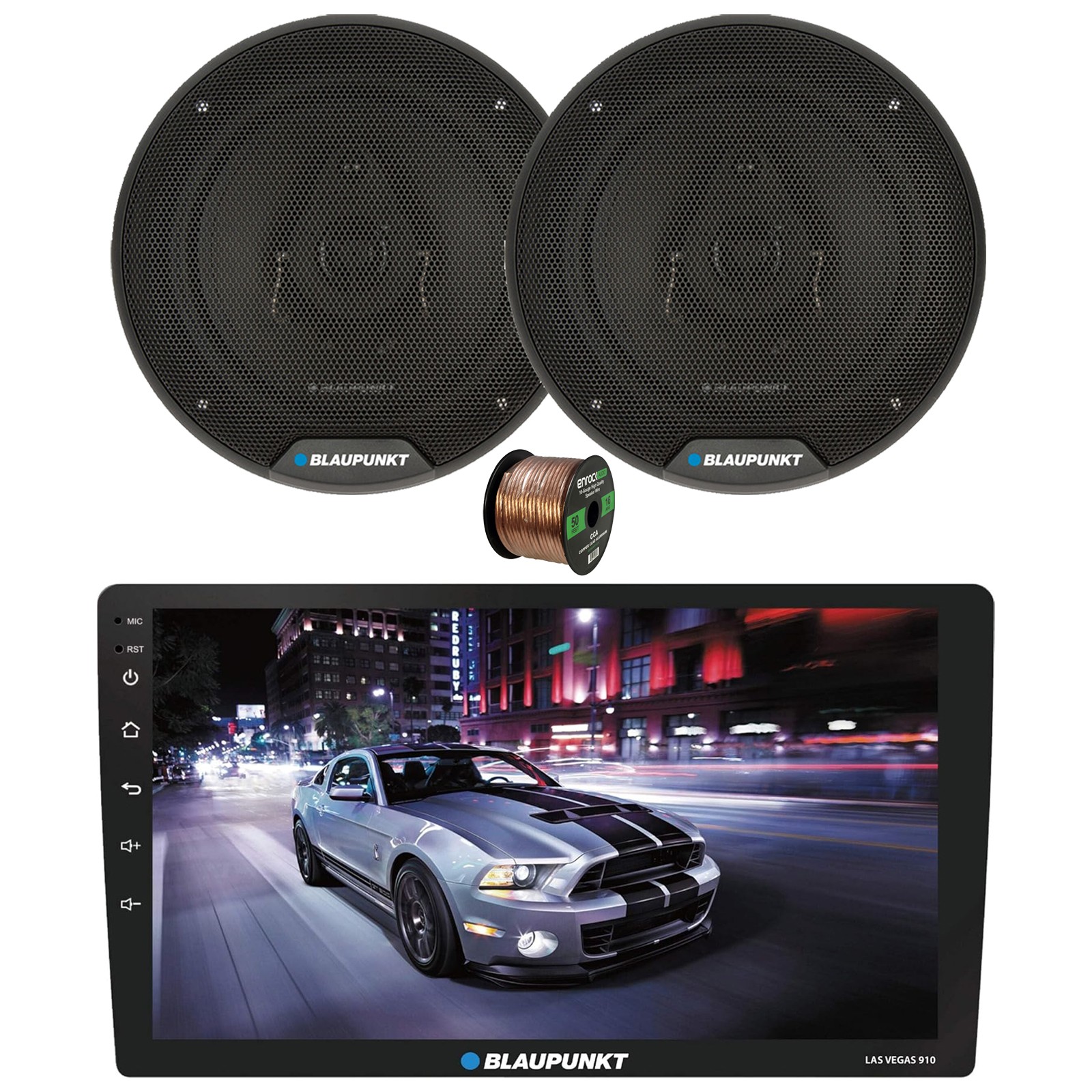 Blaupunkt Las Vegas 910 10″ Touchscreen WiFi Receiver, 2x 6″ 40W Speaker, Wire