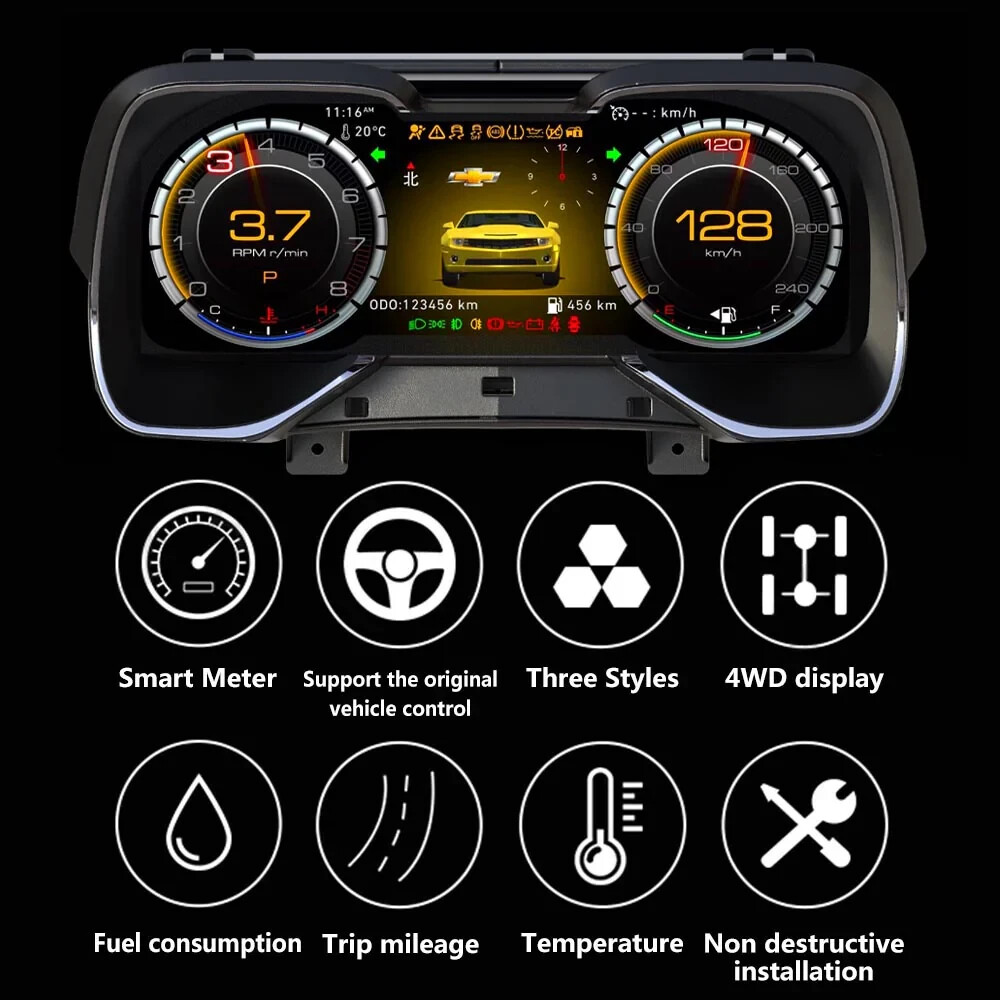 LCD Digital Instrument Cluster Speedometer Fits For Chevrolet Camaro 2010-2015