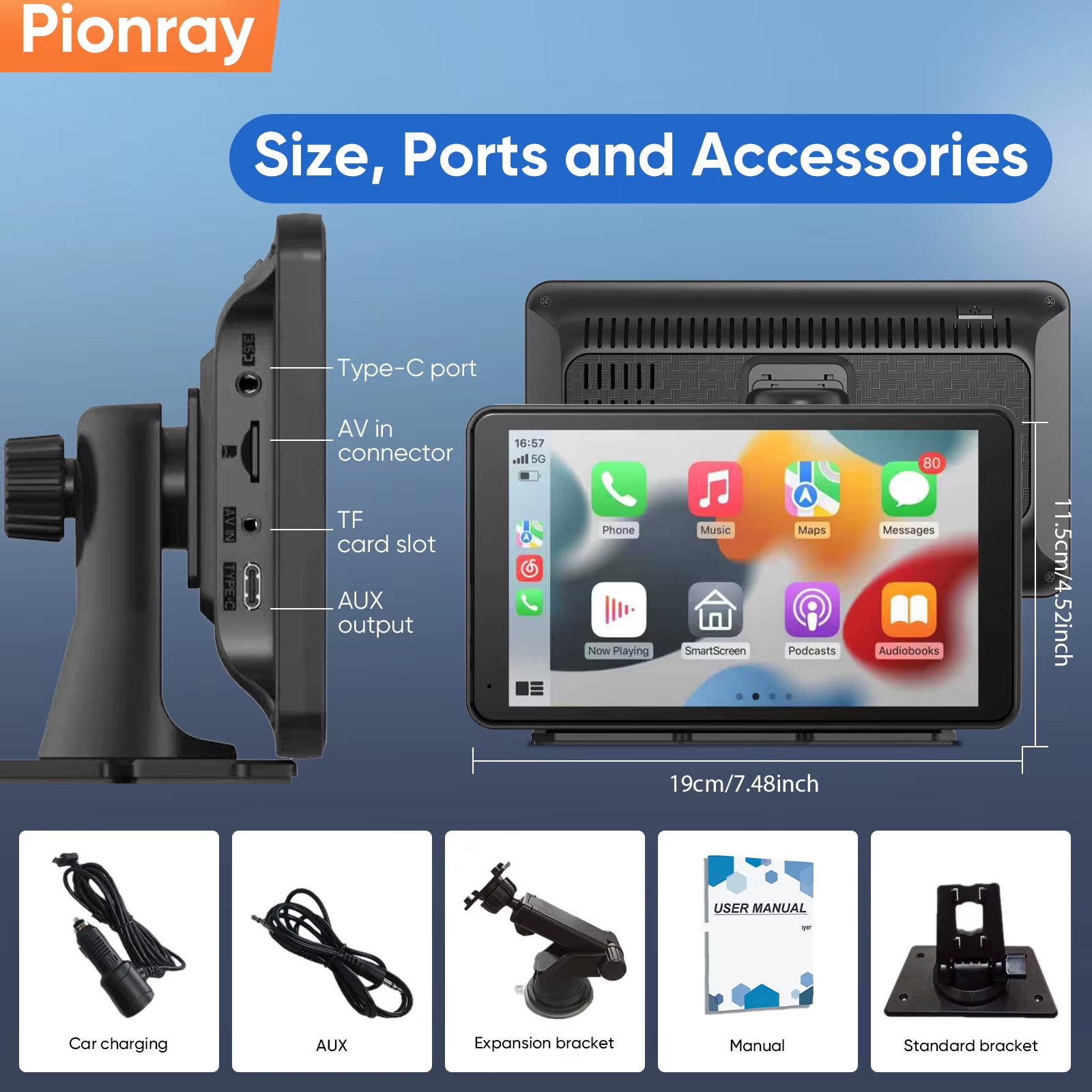 7/10 Inches Android Auto Universal Portable Carplay for Car Screen Car Radio Vid