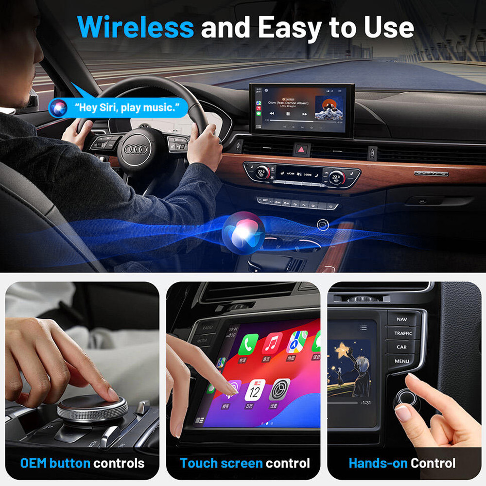 Wireless CarPlay Adapter for Apple iPhone & Android Auto USB Adapter Plug & Play