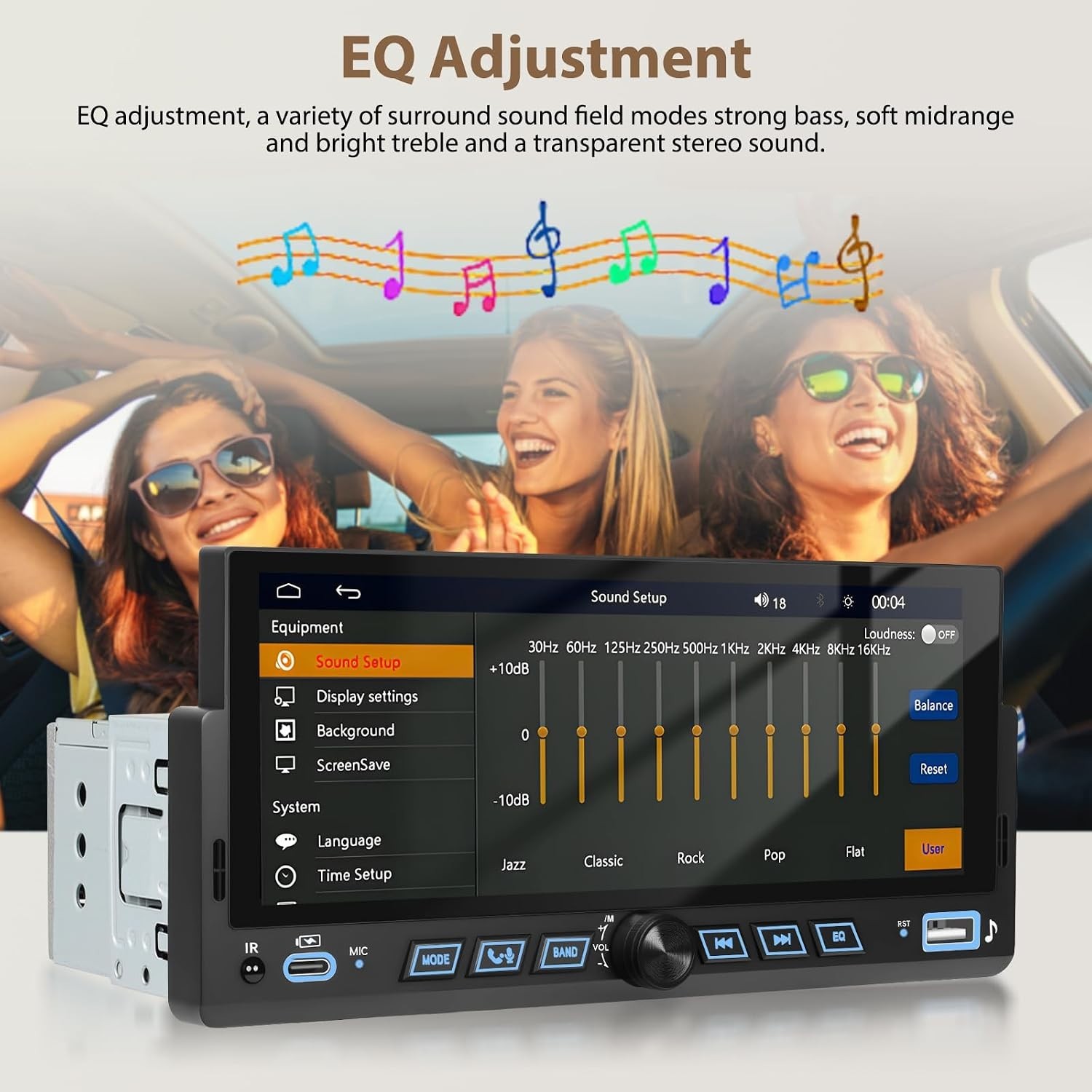 6.86″ Android CarPlay Stereo, Single Din Car Radio with Android Auto, HD Touc…