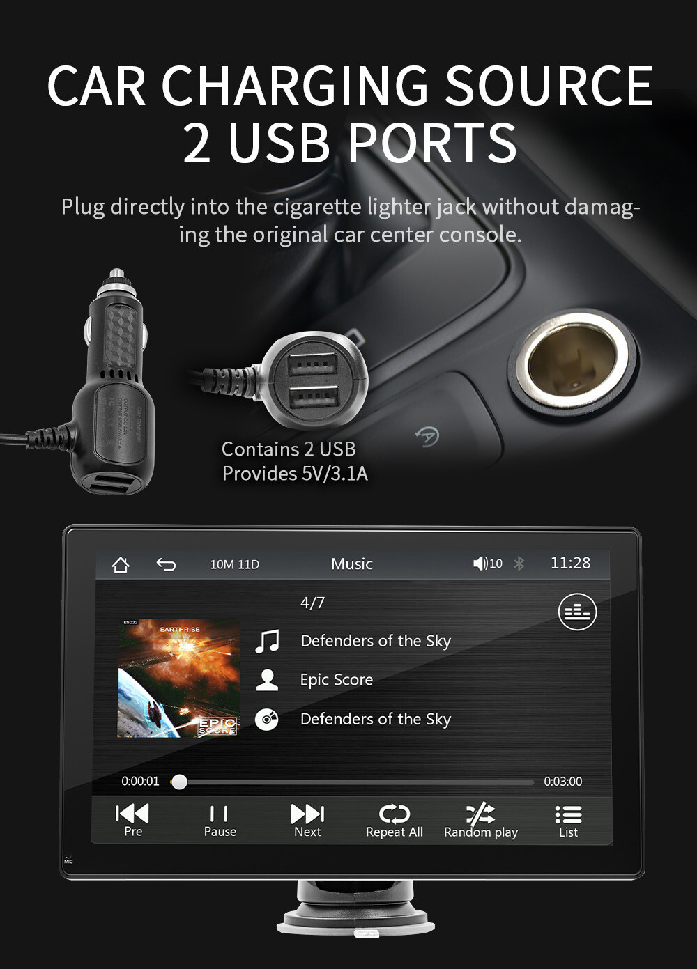 9in Radio Car Stereo Touch Screen MP5 Player BT For Apple CarPlay Android Auto