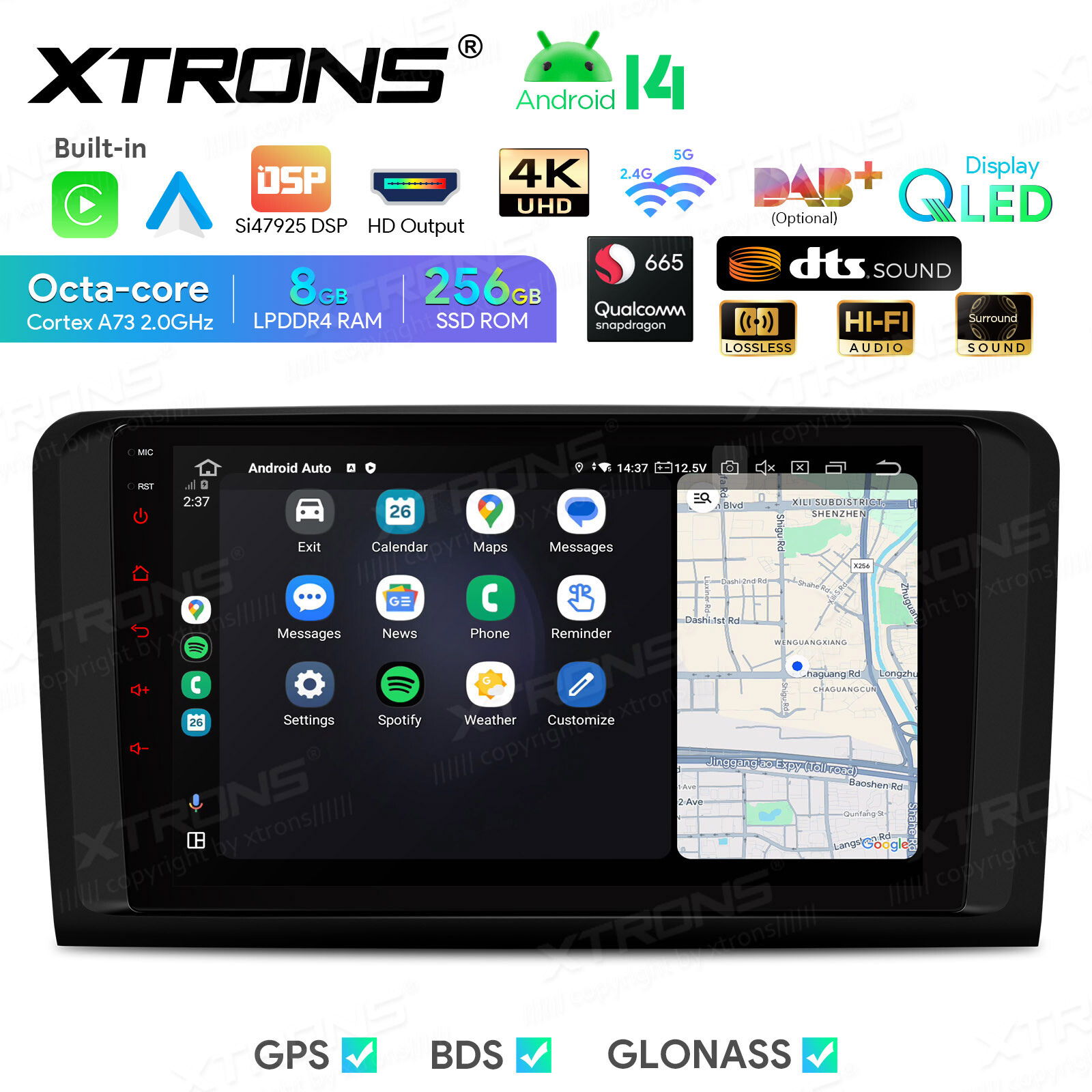 9” Android 14 8-Core Car GPS Radio Stereo WiFi 4Glte For Mercedes-Benz W164 X164