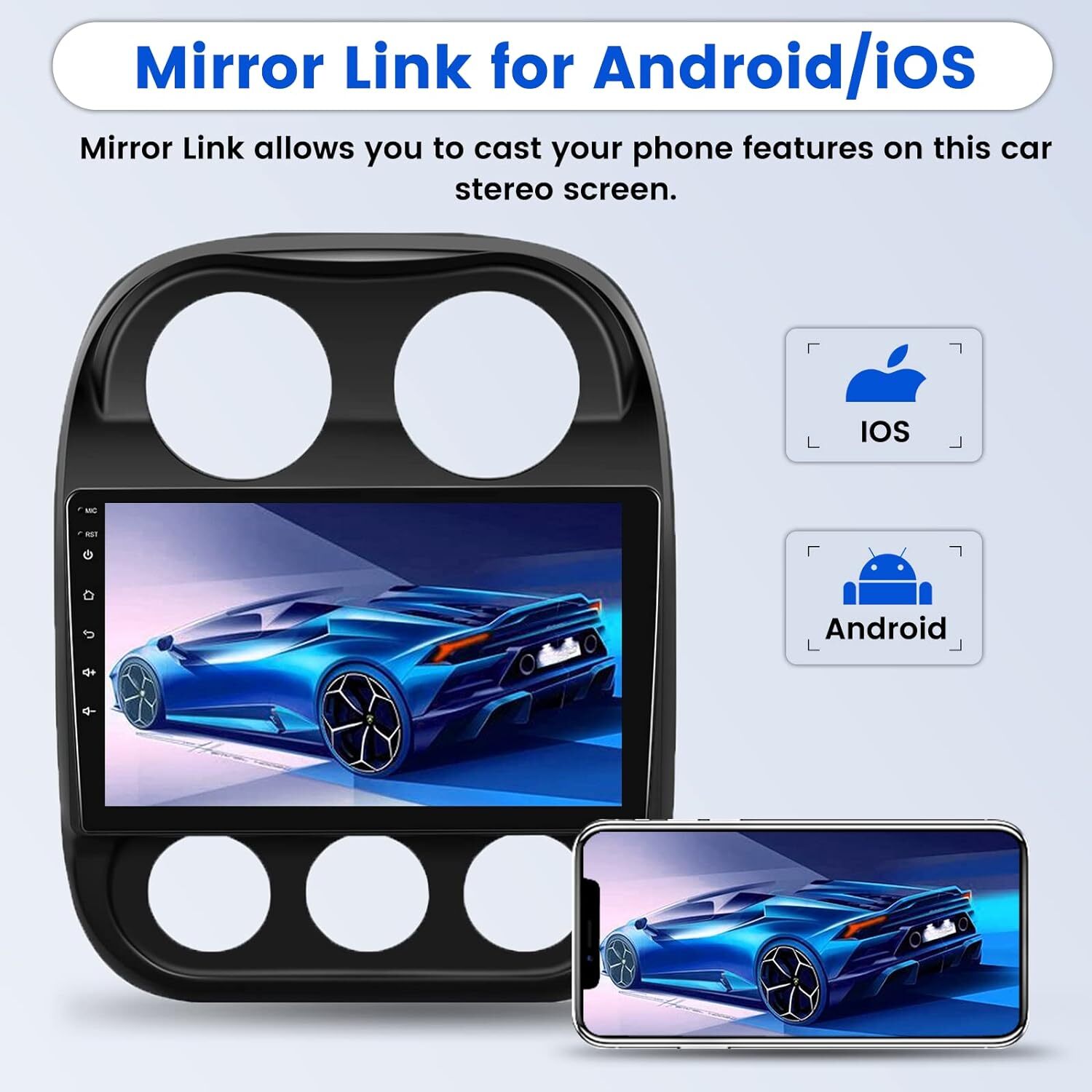 For Jeep Patriot Compass 2010-2016 GPS Apple CarPlay Android 12 Car Stereo Radio