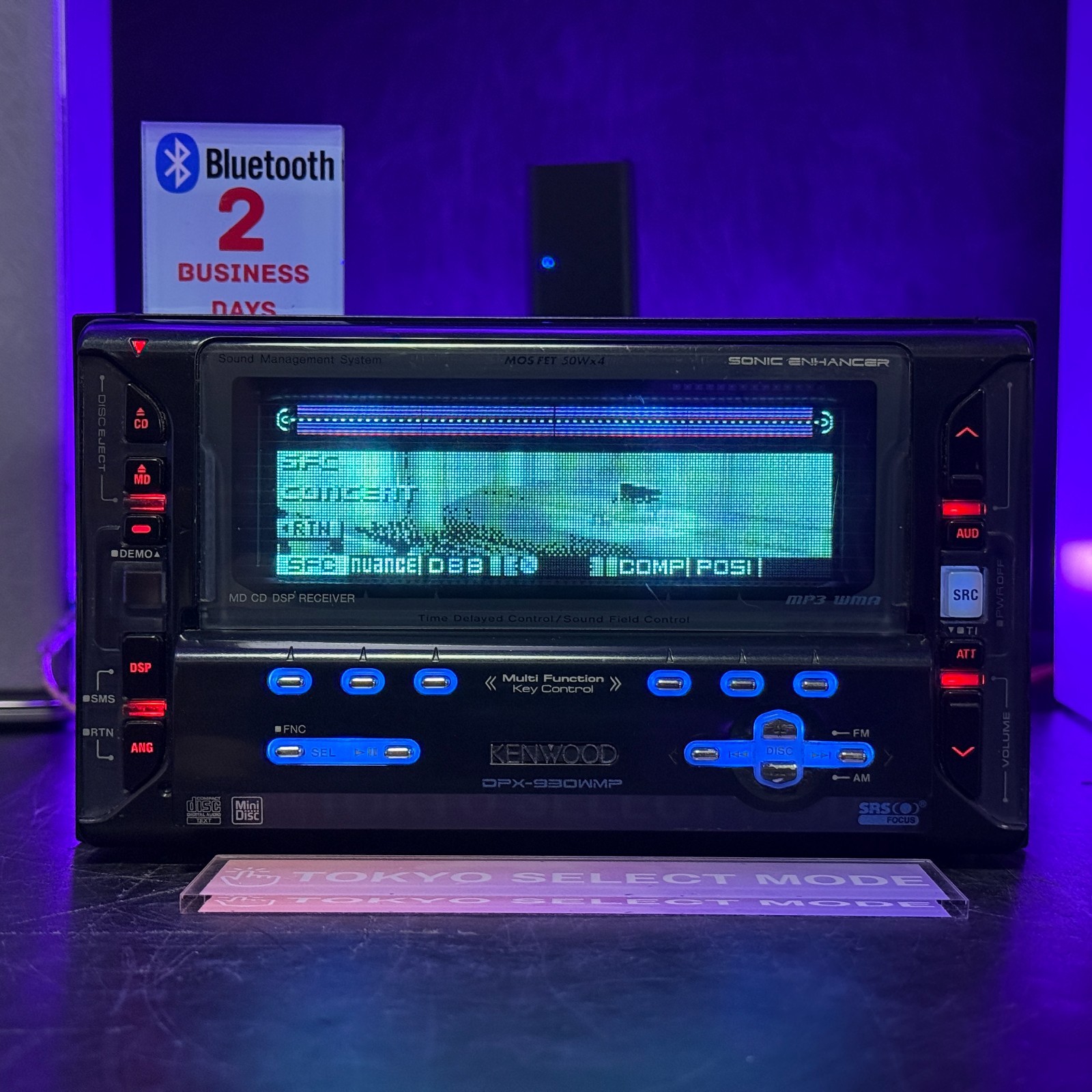 Kenwood DPX-930WMP 2DIN Car Audio CD MD Player Added Bluetooth DSP Tested Stock