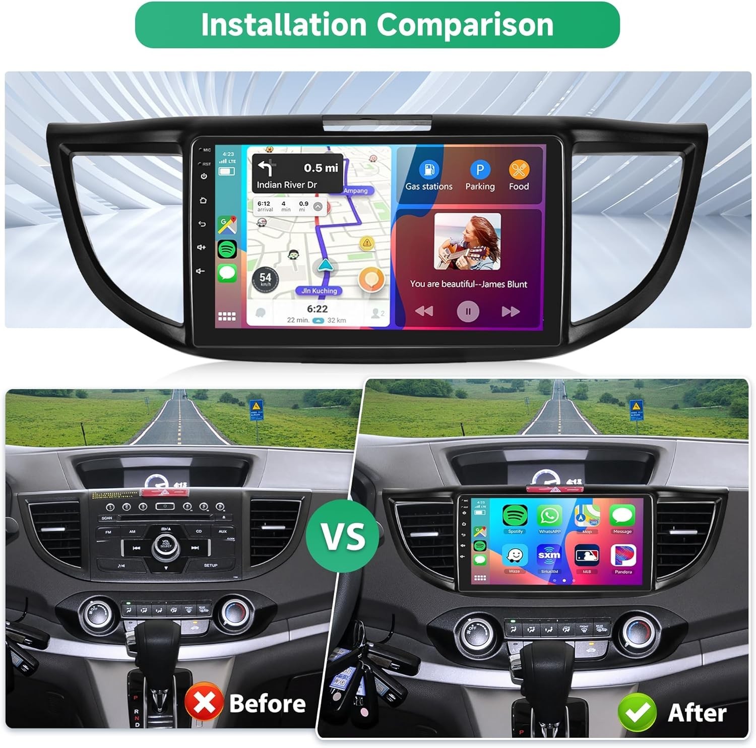 1280*800 For Honda CRV 2013-2016 Car Screen Carplay With Bluetooth Auto GPS 32G