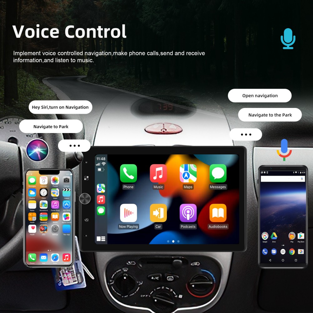 10.4″ 1 Din Car Stereo Wireless Carplay Android Auto Radio Touch Screen +Camera