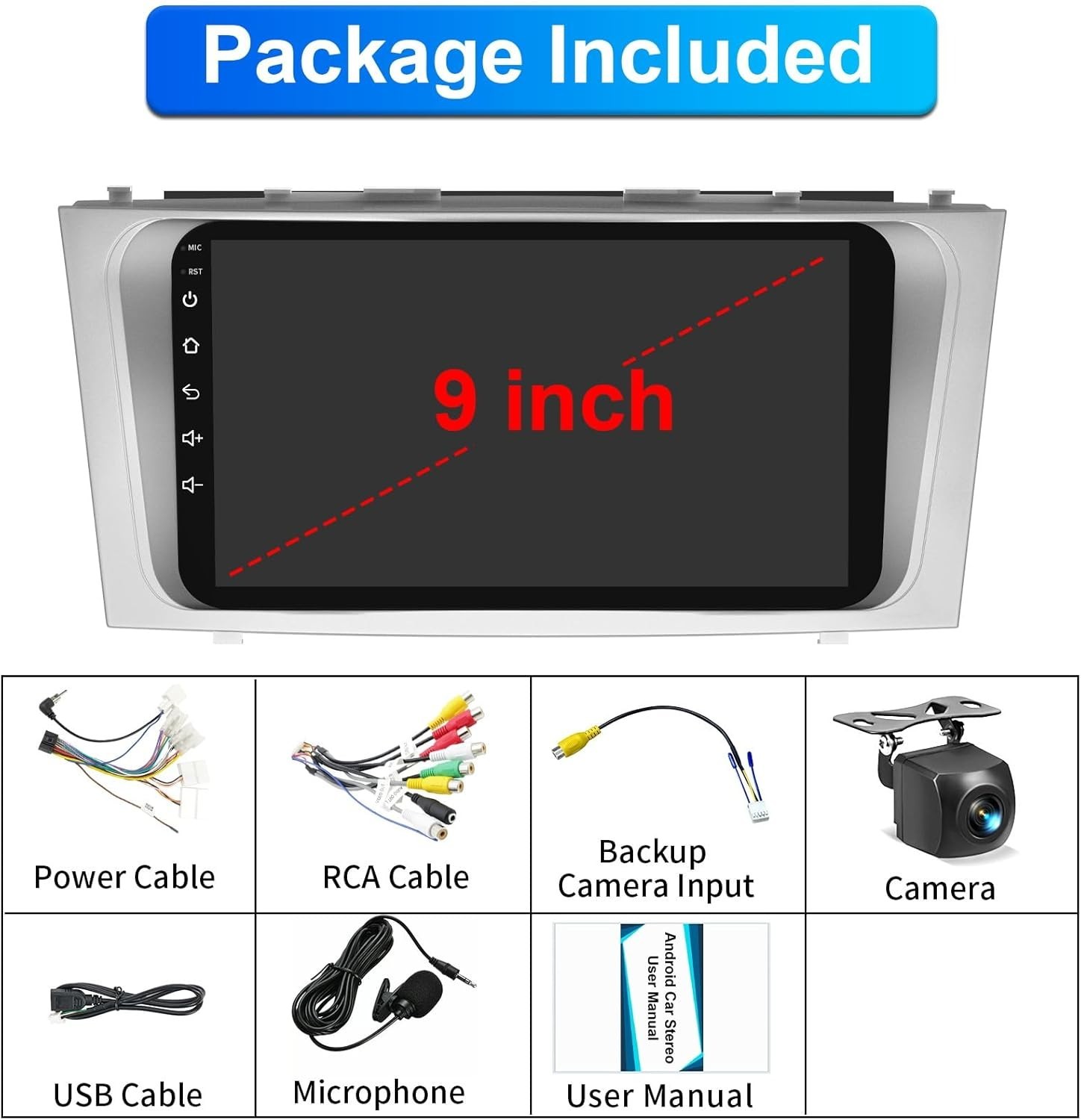 Toyota Camry 2007-2011 Car Stereo Carplay Android Auto w 9″ Touchscreen GPS SWC