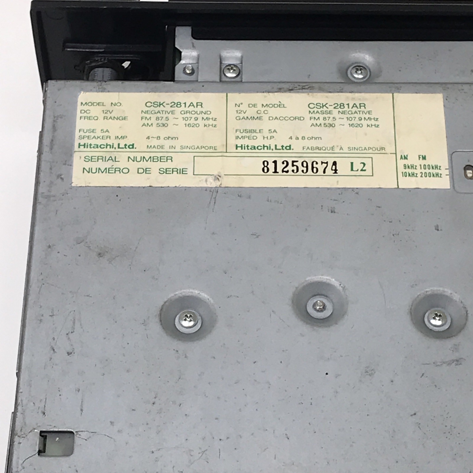 Hitachi Digital PLL Synthesized Stereo Cassette Tuner 281AR Automatic CSK-281AR