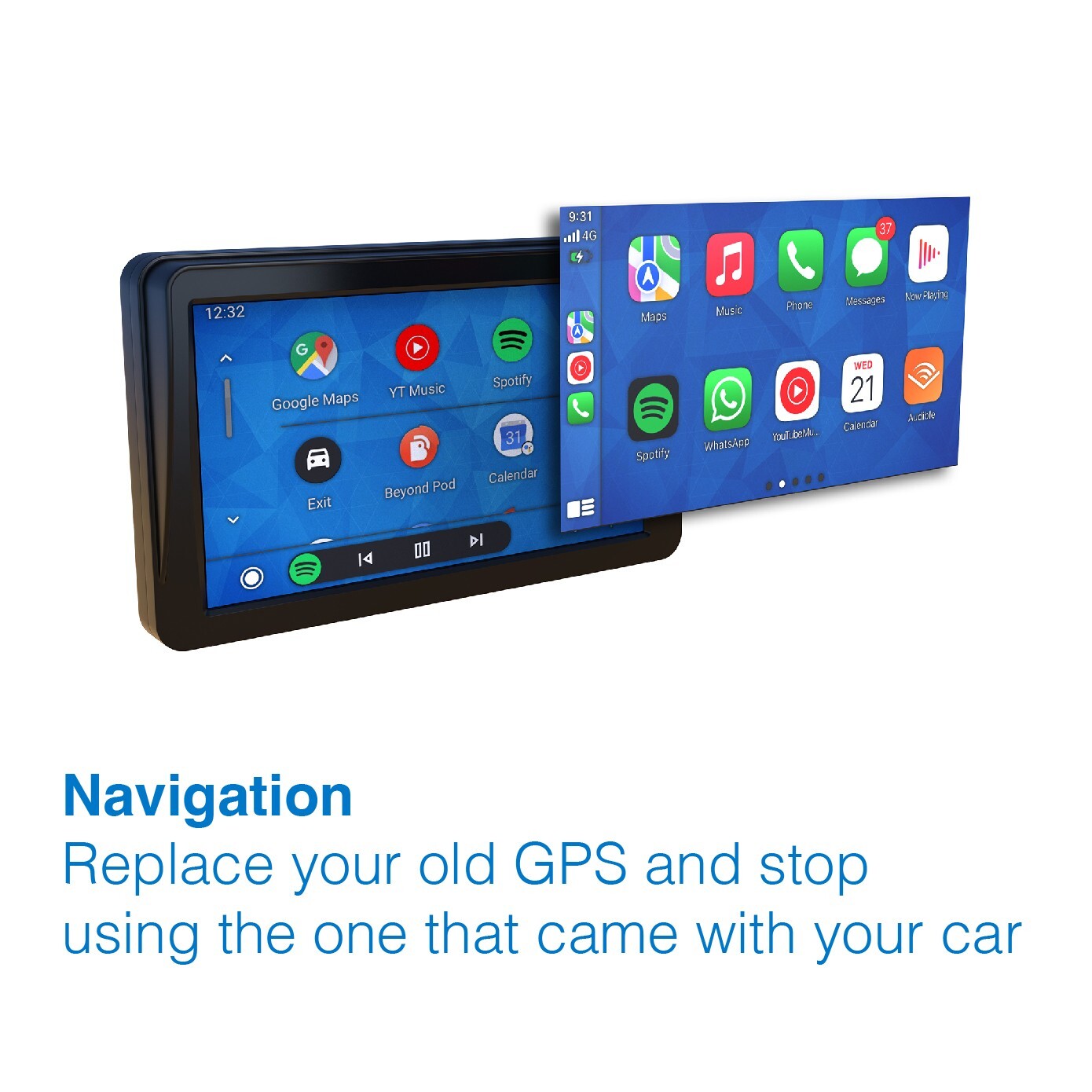 Laser 7″ CarPlay/Android Auto Touchscreen | Navigation, Music, Voice Assist