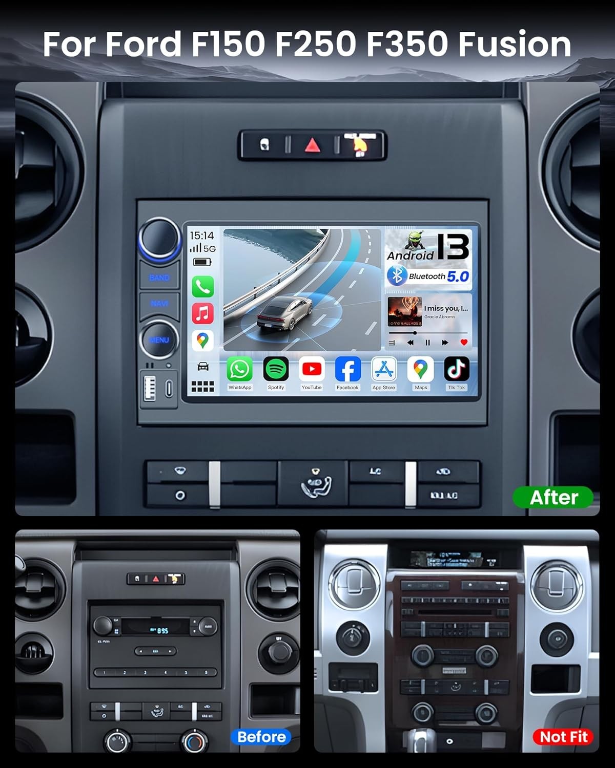 8Core 32G 7″ Car Radio Stereo WiFi GPS FM AM Mirror Link for Ford F150 2004-2008