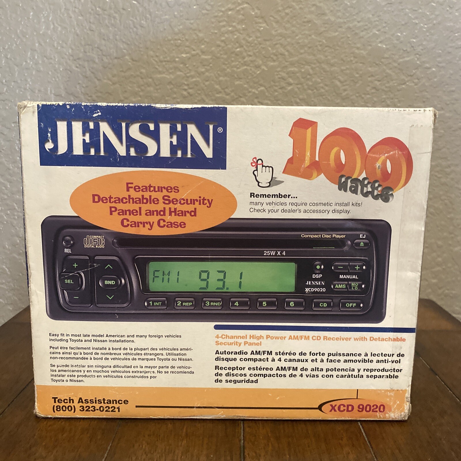Jensen XCD9020 4 Channel AM/FM CD Receiver Detachable Face Plate 100 Watts NIB