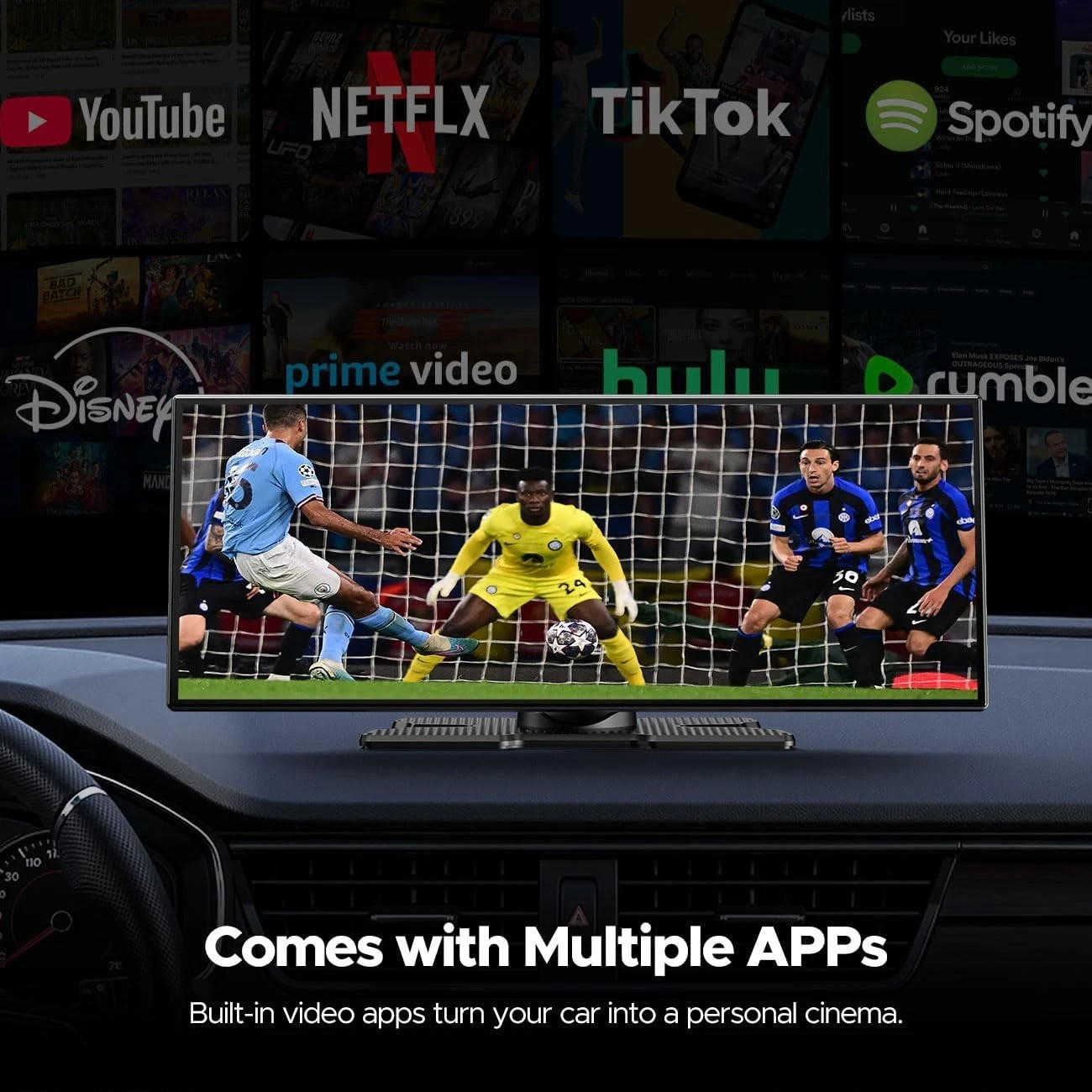 11.26″ Touch Screen Wireless Apple Carplay Portable Car Stereo w/Netflix YouTube