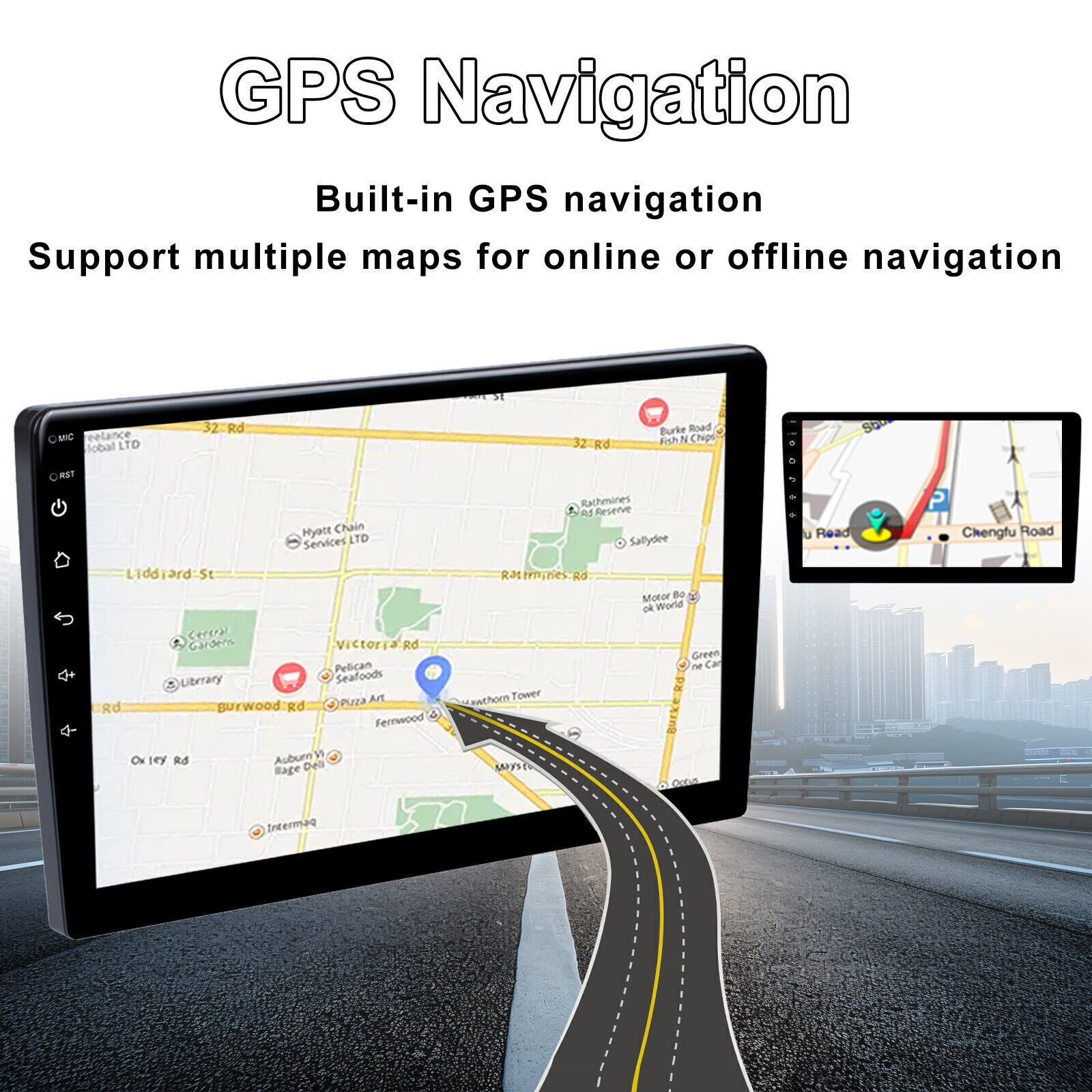 2 DIN Android 13 Head Unit Car Stereo CarPlay/Auto Radio Navi WIFI GPS Bluetooth