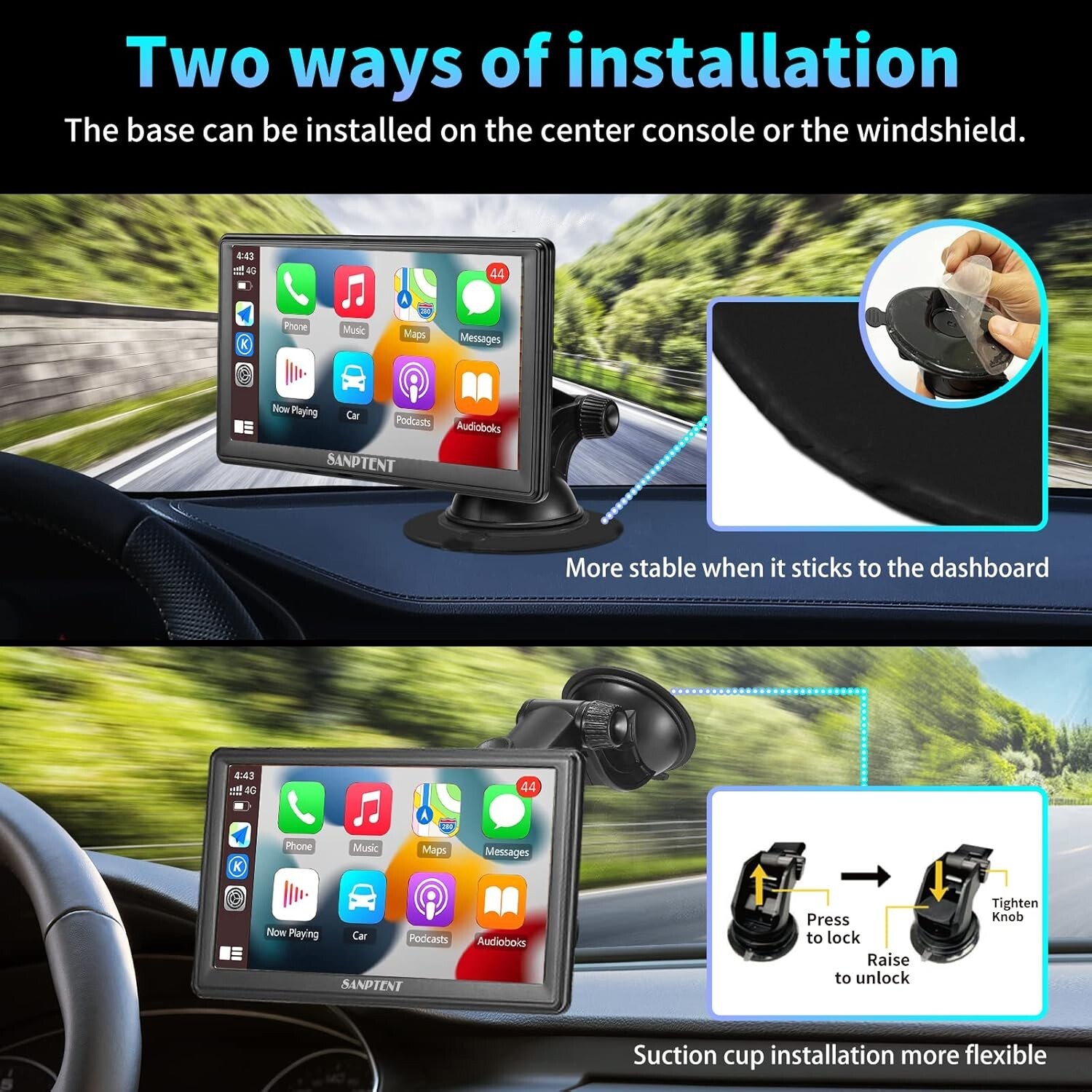 Sanptent Portable Wireless Car Stereo 7″ USB/AUX Input Easy Installation