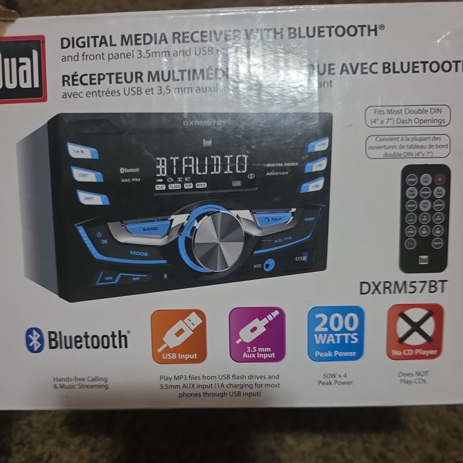 (1) DUAL ELECTRONICS DXRM57BT CAR STEREO 2-DIN BLUETOOTH AUX AM/FM RADIO