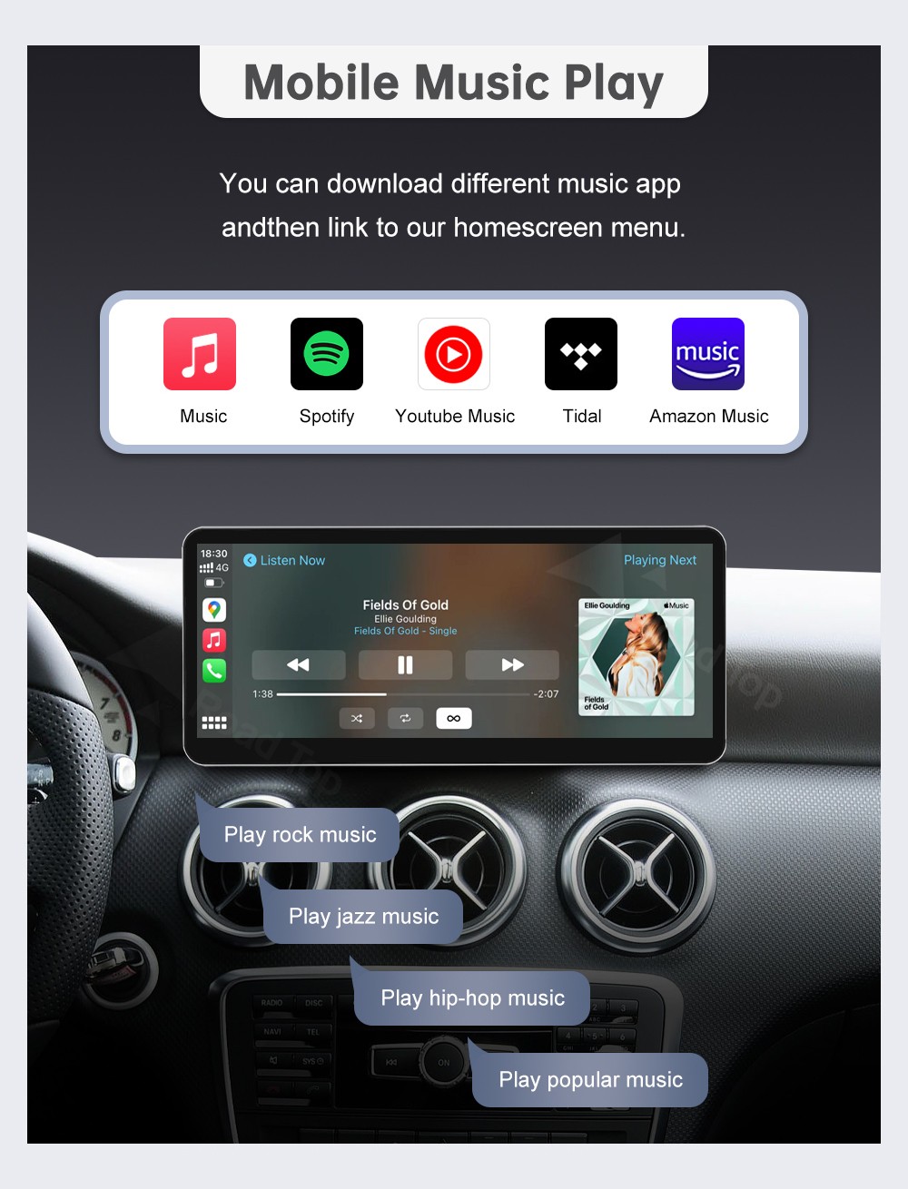 Wireless CarPlay Multimedia Touch Screen For Benz A GLA CLA B Class W246 4.5/4.7