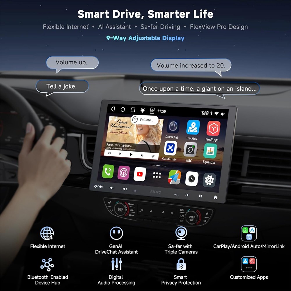 ATOTO S8 Universal 10″ Car Stereo 1 DIN Android GPS Navi CarPlay AI Radio Camera