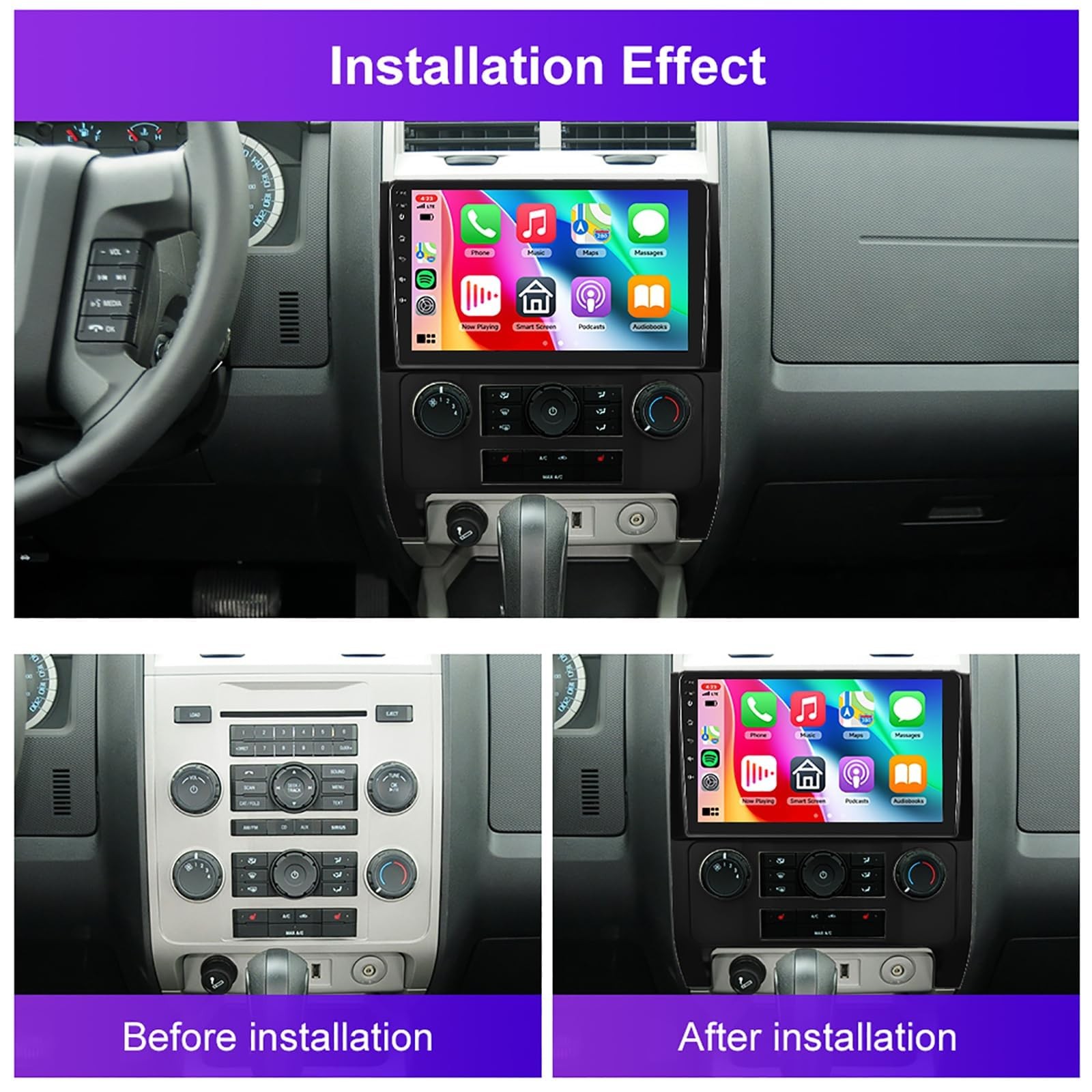64GB Car Stereo Radio Player CarPlay For Ford Escape 2007-2012 1280*800 Auto GPS