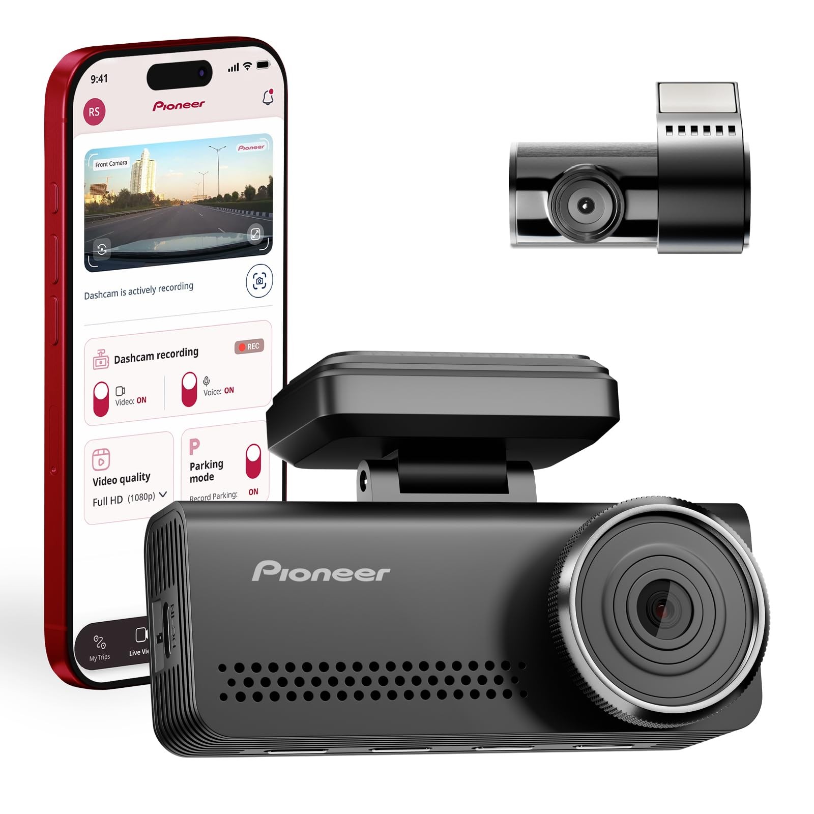 Pioneer VREC-Z820DC Dual Dash Cam Front and Rear Car Camera – Premium 4K Came…