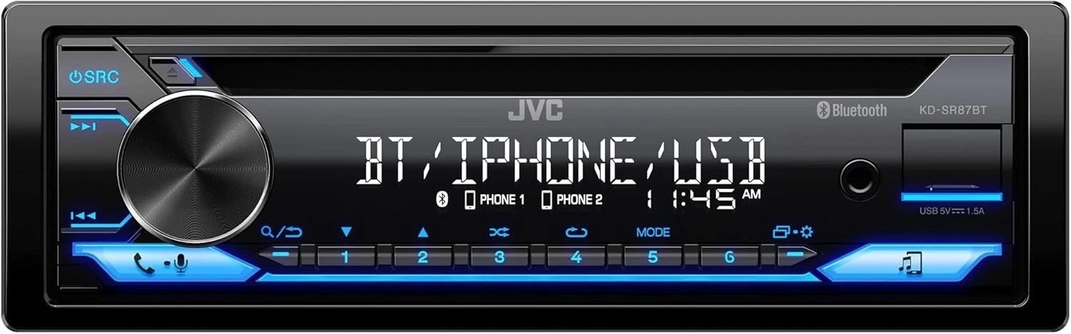 KD-SR87BT Bluetooth CD Car Stereo with USB Port – AM/FM Radio, MP3 Player, Hi…
