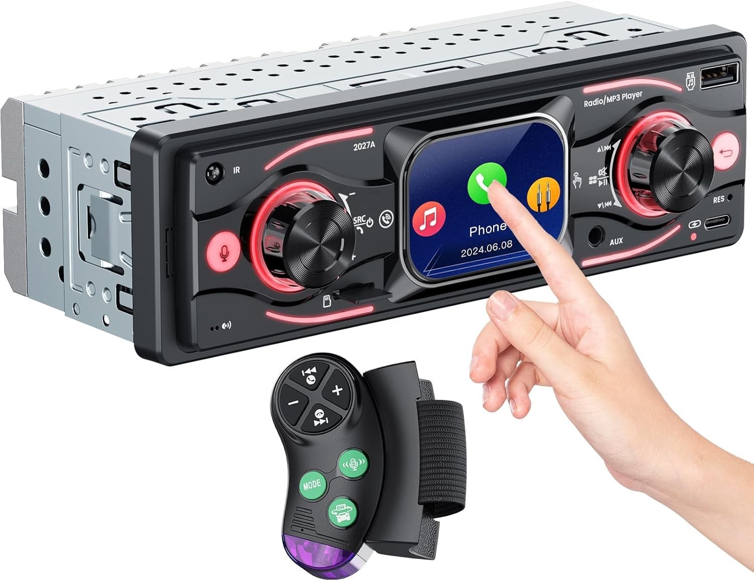 Single DIN Car Stereo with Touchscreen, Bluetooth Audio, Car Radio Receiver, …
