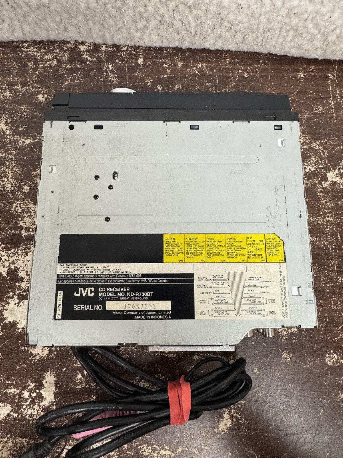 JVC Car Audio CD In-Dash Receiver Unit WITH REMOTE Model: KD-R730BT Tested Works