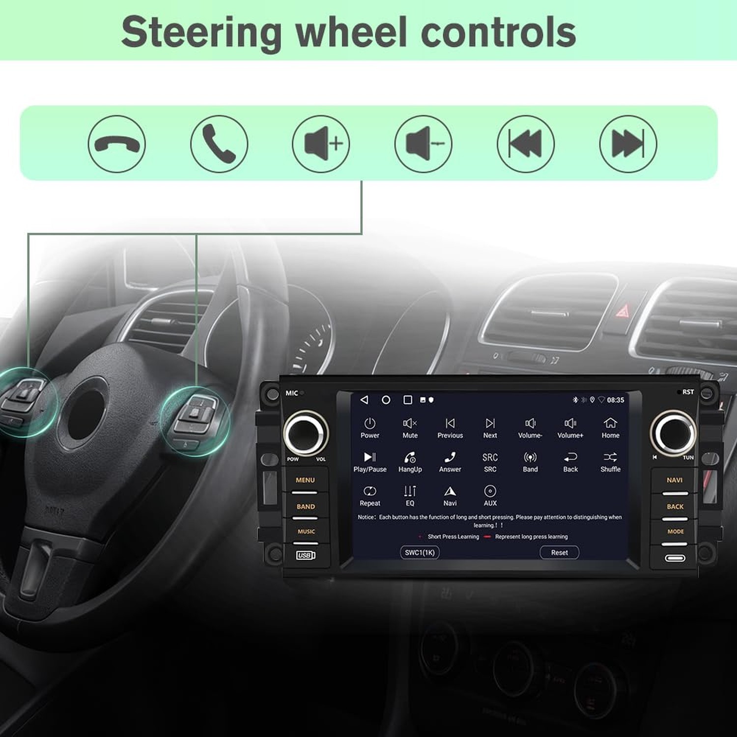 Android Radio for Jeep 2007-2016, Dodge RAM 2009-2012, 2GB+64GB, 7 inch Touch…