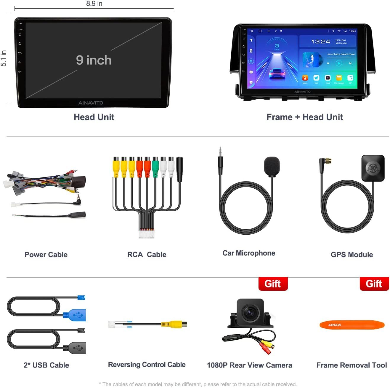 AINAVITO 9″ 5G WiFi 8 Core 48EQ Android 12 Stereo Radio for Honda Civic *4963A5A