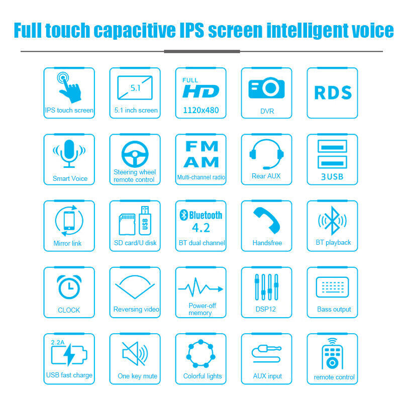 Single 1 Din 5.1″ Car Stereo Radio Touch Screen Bluetooth 3USB Multimedia Player