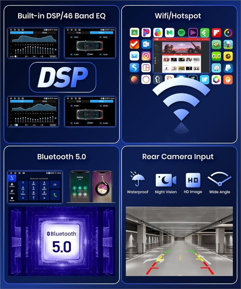 4G+64GB Apple Carplay Car Stereo Radio Android 13.0 GPS Navi WIFI FM RDS Camera